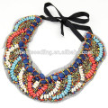 2015 fashion bib necklace Bohemian wooden beaded collar necklace